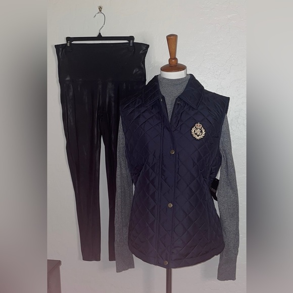 New! Lauren Ralph Lauren DarkNavy Crested RLL Logo Quilted Puffer Vest Size XL👑 - Picture 5 of 13